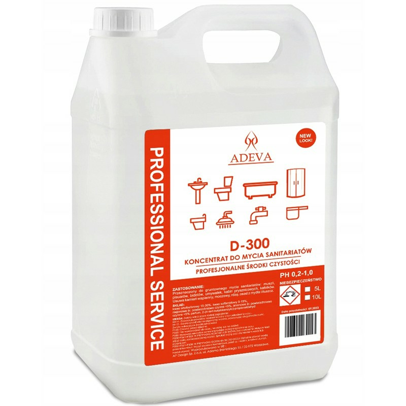 Preparat do gruntownego czyszczenia sanitariatów - ADEVA D-300 KIR 5L - obrazek 3